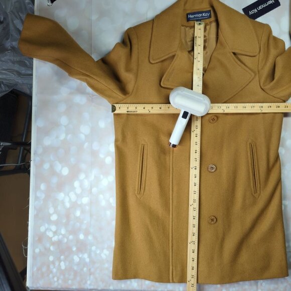 Herman Key Mid Length Brown Wool Blend Coat, Small/Medium, NWT - Picture 6 of 10
